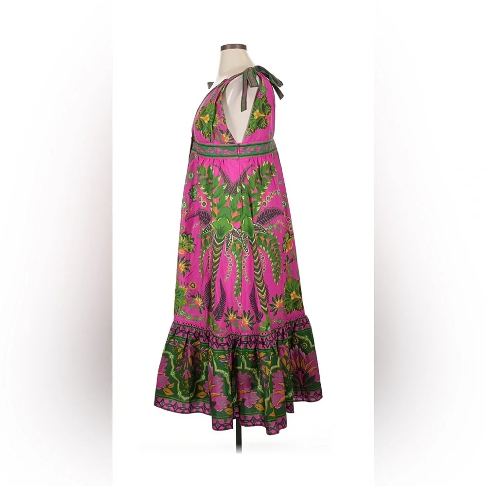 🌺 Farm Rio Ana Tapestry Sleeveless Dress, NWT, pink green bold summer midi dress - Picture 10 of 12